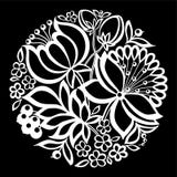 Bei fiori e foglie in bianco e nero monocromatici isolati illustrazione vettoriale Bei fiori e foglie in bianco e nero monocromatici isolati illustrazione vettoriale