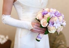 Beige roses and lilac irises bouquet stock images Beige roses and lilac irises bouquet stock images