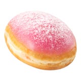 Beignet avec le lustre rose, d'isolement sur le fond blanc Plan rapproché de beignet image stock Beignet avec le lustre rose, d'isolement sur le fond blanc Plan rapproché de beignet image stock