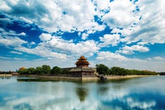 Beijing, China - JUL 11, 2014: Forbidden City Moat, Corner Tower Stock Photos Beijing, China - JUL 11, 2014: Forbidden City Moat, Corner Tower Stock Photos