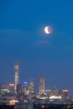Beijing skyline lunar eclipse