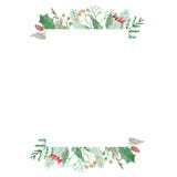 Beira de Holly Christmas Leaves Berries Festive do quadro do retângulo da aquarela ilustração do vetor Beira de Holly Christmas Leaves Berries Festive do quadro do retângulo da aquarela ilustração do vetor