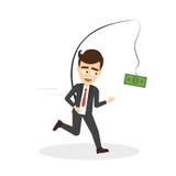 Beklemtoonde zakenman die na geld lopen vector illustratie Beklemtoonde zakenman die na geld lopen vector illustratie