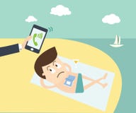 Belangrijke vraag - Bedrijfsmens die door celtelefoon roepen op beac royalty-vrije illustratie Belangrijke vraag - Bedrijfsmens die door celtelefoon roepen op beac royalty-vrije illustratie
