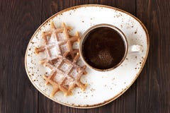 Belgian waffles with coffee cup