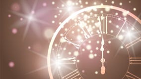 Bella cartolina d'auguri del nuovo anno con le luci brillanti e un orologio sul fondo del champagne illustrazione vettoriale Bella cartolina d'auguri del nuovo anno con le luci brillanti e un orologio sul fondo del champagne illustrazione vettoriale