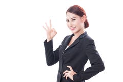 Bella donna di affari che mostra segno giusto Immagini Stock Bella donna di affari che mostra segno giusto Immagini Stock