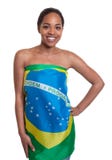 Bella donna in una bandiera brasiliana Fotografia Stock Libera da Diritti Bella donna in una bandiera brasiliana Fotografia Stock Libera da Diritti
