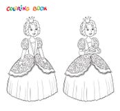 Bella piccola principessa descritta per il libro da colorare isolato su fondo bianco royalty illustrazione gratis Bella piccola principessa descritta per il libro da colorare isolato su fondo bianco royalty illustrazione gratis
