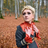 Belle femme élégante dans la forêt d'automne photographie stock Belle femme élégante dans la forêt d'automne photographie stock