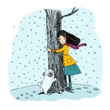 Belle jeune fille et un roquet mignon illustration stock Belle jeune fille et un roquet mignon illustration stock