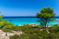 Belle plage dans Sentonia, Gr?ce, d?but de la matin?e photographie stock libre de droits Belle plage dans Sentonia, Gr?ce, d?but de la matin?e photographie stock libre de droits