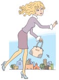 Bello funzionamento biondo/città della ragazza Fotografia Stock Libera da Diritti Bello funzionamento biondo/città della ragazza Fotografia Stock Libera da Diritti