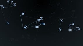 Bello plesso con i segni dello zodiaco, stelle Gruppo di stelle che formano una costellazione Animazione del ciclo Bello plesso con i segni dello zodiaco, stelle Gruppo di stelle che formano una costellazione Animazione del ciclo