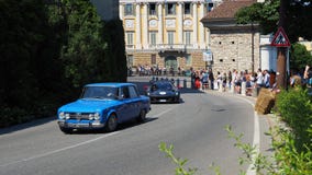 Bergamo, Italy. Historical Gran Prix. Parade of historic cars along the route of the Venetian walls that surround the old city royalty free stock photo Bergamo, Italy. Historical Gran Prix. Parade of historic cars along the route of the Venetian walls that surround the old city royalty free stock photo
