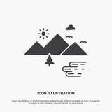 Bergen, Aard, Openlucht, Wolken, Zonpictogram glyph vector grijs symbool voor UI en UX, website of mobiele toepassing royalty-vrije illustratie Bergen, Aard, Openlucht, Wolken, Zonpictogram glyph vector grijs symbool voor UI en UX, website of mobiele toepassing royalty-vrije illustratie