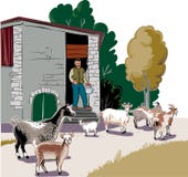 Berger tenant un seau de lait illustration de vecteur Berger tenant un seau de lait illustration de vecteur
