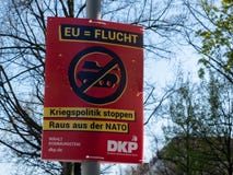 Poster of The DKP For The European Elections In Berlin, Germany royalty free stock photo Poster of The DKP For The European Elections In Berlin, Germany royalty free stock photo