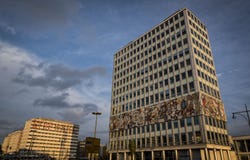 BERLIN, GERMANY, NOVEMBER 6, 2016: View of Haus des Lehrers and Haus der Statistik in Berlin royalty free stock image BERLIN, GERMANY, NOVEMBER 6, 2016: View of Haus des Lehrers and Haus der Statistik in Berlin royalty free stock image