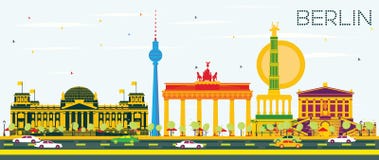 Berlin Skyline met Kleurengebouwen en Blauwe Hemel royalty-vrije illustratie Berlin Skyline met Kleurengebouwen en Blauwe Hemel royalty-vrije illustratie