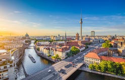 Berlin skyline with Spree river at sunset, Germany stock images Berlin skyline with Spree river at sunset, Germany stock images