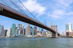 Beroemde Horizon van Stad de van de binnenstad van New York, van Brooklin Bridge en van Manhattan, New York royalty-vrije stock foto's Beroemde Horizon van Stad de van de binnenstad van New York, van Brooklin Bridge en van Manhattan, New York royalty-vrije stock foto's