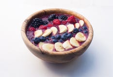 Berry smoothie bowl with raspberries, bananas and blueberries royalty free stock image Berry smoothie bowl with raspberries, bananas and blueberries royalty free stock image