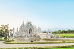 Berühmter Thailand-Tempel oder großartiger weißer Tempel Anruf Wat Rong Khun, stockbild Berühmter Thailand-Tempel oder großartiger weißer Tempel Anruf Wat Rong Khun, stockbild