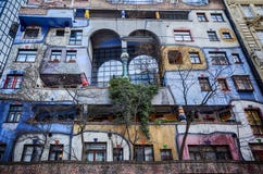 Berühmtes buntes Hundertwasser-Haus in Wien Stockbild Berühmtes buntes Hundertwasser-Haus in Wien Stockbild