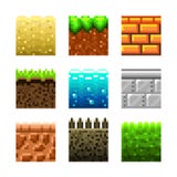 Beschaffenheiten für platformers Pixelkunst-Vektorsatz stock abbildung Beschaffenheiten für platformers Pixelkunst-Vektorsatz stock abbildung
