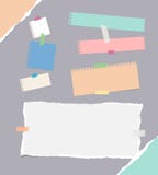 Besliste stukken van verschillende grootte en lege kleurrijke die nota, notitieboekje, voorbeeldenboekdocument bladen, stroken me Stock Afbeelding Besliste stukken van verschillende grootte en lege kleurrijke die nota, notitieboekje, voorbeeldenboekdocument bladen, stroken me Stock Afbeelding