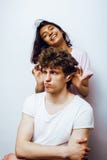 Best Friends Teenage Girl And Boy Together Having Fun, Posing Em Royalty Free Stock Photos