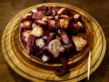 The Best polbo of Camino in Melide, pulpo Octopus kraken in Spain stock images The Best polbo of Camino in Melide, pulpo Octopus kraken in Spain stock images