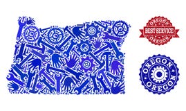 Best Service Collage of Map of Oregon State and Scratched Stamps vector illustration Best Service Collage of Map of Oregon State and Scratched Stamps vector illustration