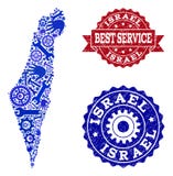 Beste Service-Zusammensetzung der Karte von Israel und von Gummiwasserzeichen stock abbildung Beste Service-Zusammensetzung der Karte von Israel und von Gummiwasserzeichen stock abbildung