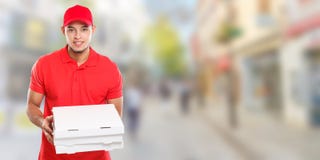 Beställning för pojken för mannen för pizzaleveransen som levererar latinsk levererar jobb, för stadbanret för asken ungt utrymme royaltyfri foto Beställning för pojken för mannen för pizzaleveransen som levererar latinsk levererar jobb, för stadbanret för asken ungt utrymme royaltyfri foto