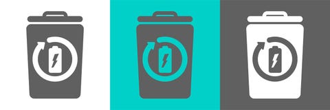 Beståndsdel för vektor för avfallfack med batteriöversiktssymbolen vektor illustrationer Beståndsdel för vektor för avfallfack med batteriöversiktssymbolen vektor illustrationer