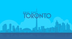 beten Sie für Toronto-Himmelmarkstein im flachen blauen shilhouette stock abbildung beten Sie für Toronto-Himmelmarkstein im flachen blauen shilhouette stock abbildung