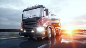 Betonowego melanżeru ciężarówka na autostradzie Bardzo szybki jeżdżenie Budować i przewieziony pojęcie świadczenia 3 d royalty ilustracja Betonowego melanżeru ciężarówka na autostradzie Bardzo szybki jeżdżenie Budować i przewieziony pojęcie świadczenia 3 d royalty ilustracja