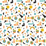 Bezszwowy geometryczny rocznika wzór w retro 80s stylu, Memphis dla tkanina projekta, papieru druk i strony internetowej tło royalty ilustracja Bezszwowy geometryczny rocznika wzór w retro 80s stylu, Memphis dla tkanina projekta, papieru druk i strony internetowej tło royalty ilustracja
