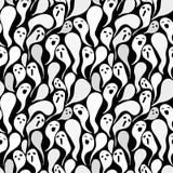 Bezszwowy wektorowy Halloween wzór z strasznymi duch sylwetkami na czarnym tle ilustracja wektor Bezszwowy wektorowy Halloween wzór z strasznymi duch sylwetkami na czarnym tle ilustracja wektor