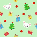 Bezszwowy wz?r z hristmas drzewo, prezenty i ?liczna mysz na zielonym tle, - wektorowa ilustracja, eps royalty ilustracja Bezszwowy wz?r z hristmas drzewo, prezenty i ?liczna mysz na zielonym tle, - wektorowa ilustracja, eps royalty ilustracja