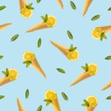 Bezszwowy wz?r z obrazkiem r?g dla lody, cytryny i mennicy, zdjęcia royalty free Bezszwowy wz?r z obrazkiem r?g dla lody, cytryny i mennicy, zdjęcia royalty free