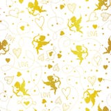 Bezszwowy wzór z amorkami i sercami wektorowymi ilustracji Bezszwowy wzór z amorkami i sercami wektorowymi ilustracji