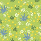 Bezszwowy wzór z choinkami, płatek śniegu i marihuana liśćmi, royalty ilustracja Bezszwowy wzór z choinkami, płatek śniegu i marihuana liśćmi, royalty ilustracja