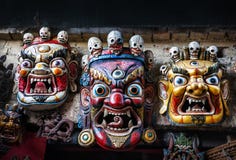 Bhairab Masks At Nepal Market Stock Photos Bhairab Masks At Nepal Market Stock Photos