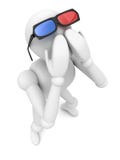 Biały 3D mężczyzna z czarnymi 3D szkłami ilustracja wektor Biały 3D mężczyzna z czarnymi 3D szkłami ilustracja wektor