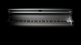 Biały uroczystego pianina klejenie z zmroku obraz stock Biały uroczystego pianina klejenie z zmroku obraz stock