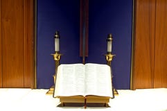 Bible And Candles On Altar Stock Photography Bible And Candles On Altar Stock Photography