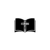 Bible Church logo, Bible Society, Bible and wooden cross icon stock illustration Bible Church logo, Bible Society, Bible and wooden cross icon stock illustration